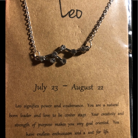 Leo Constellation Astrology Silver Alloy Necklace Minimalist Crystal Unique Gift - Picture 7 of 12